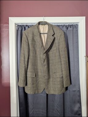 Brooks Brothers Vintage Made in USA Brown Plaid Tweed Sport Coat 43R